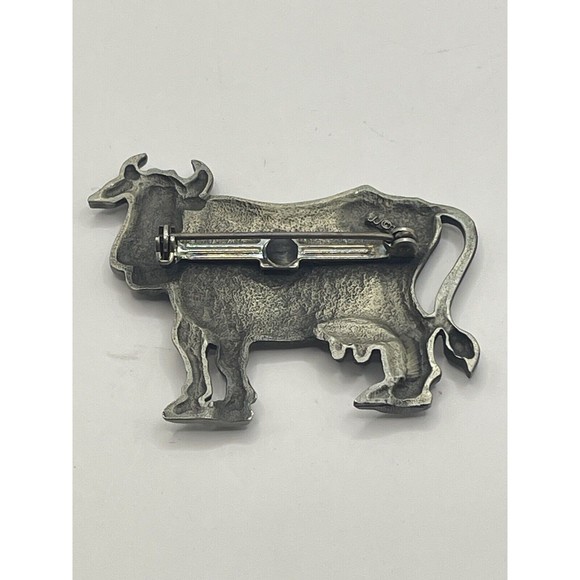 JJ JONETTE Signed Brooch Pin Pewter Cow J90 - Picture 4 of 6